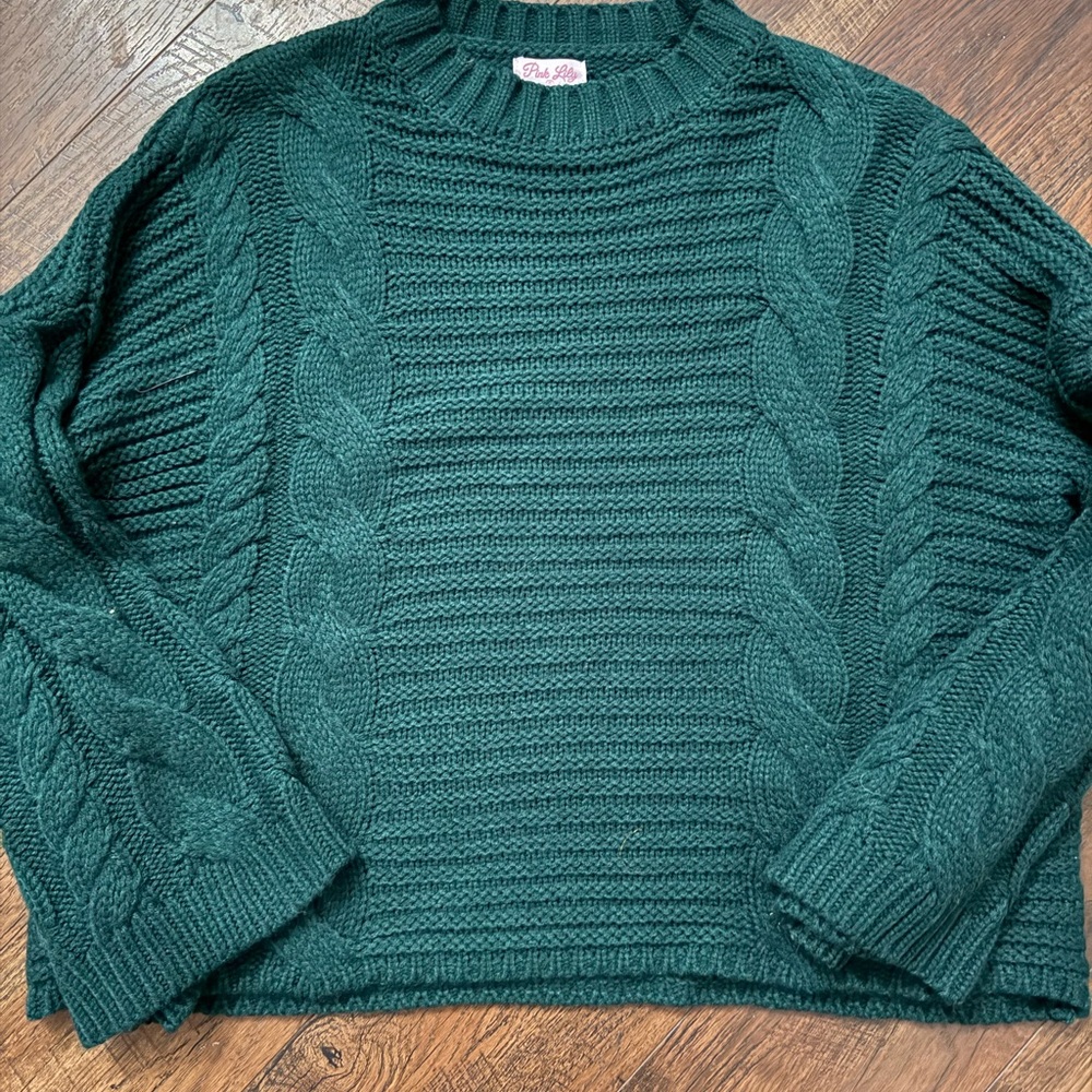 Pink Lily Forest Green Knit Sweater